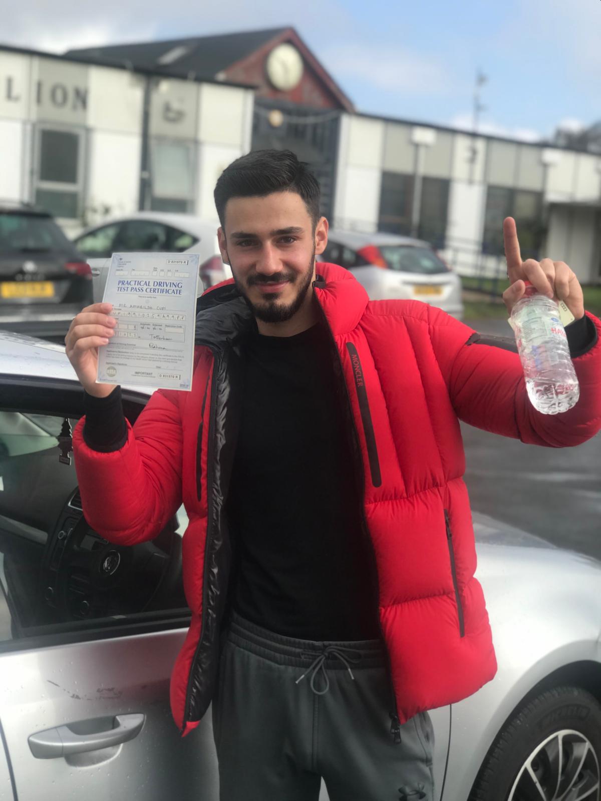 Successful student with pass certificate