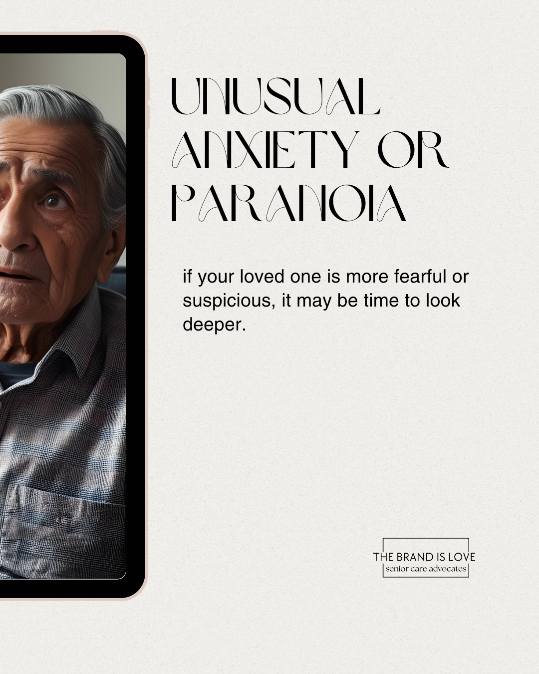 Agitated image of an elderly man indicating the warning sign of added anxiety or paranoia and it may be time for senior living. Agitated image of an elderly man indicating the warning sign of added anxiety or paranoia and it may be time for senior living.