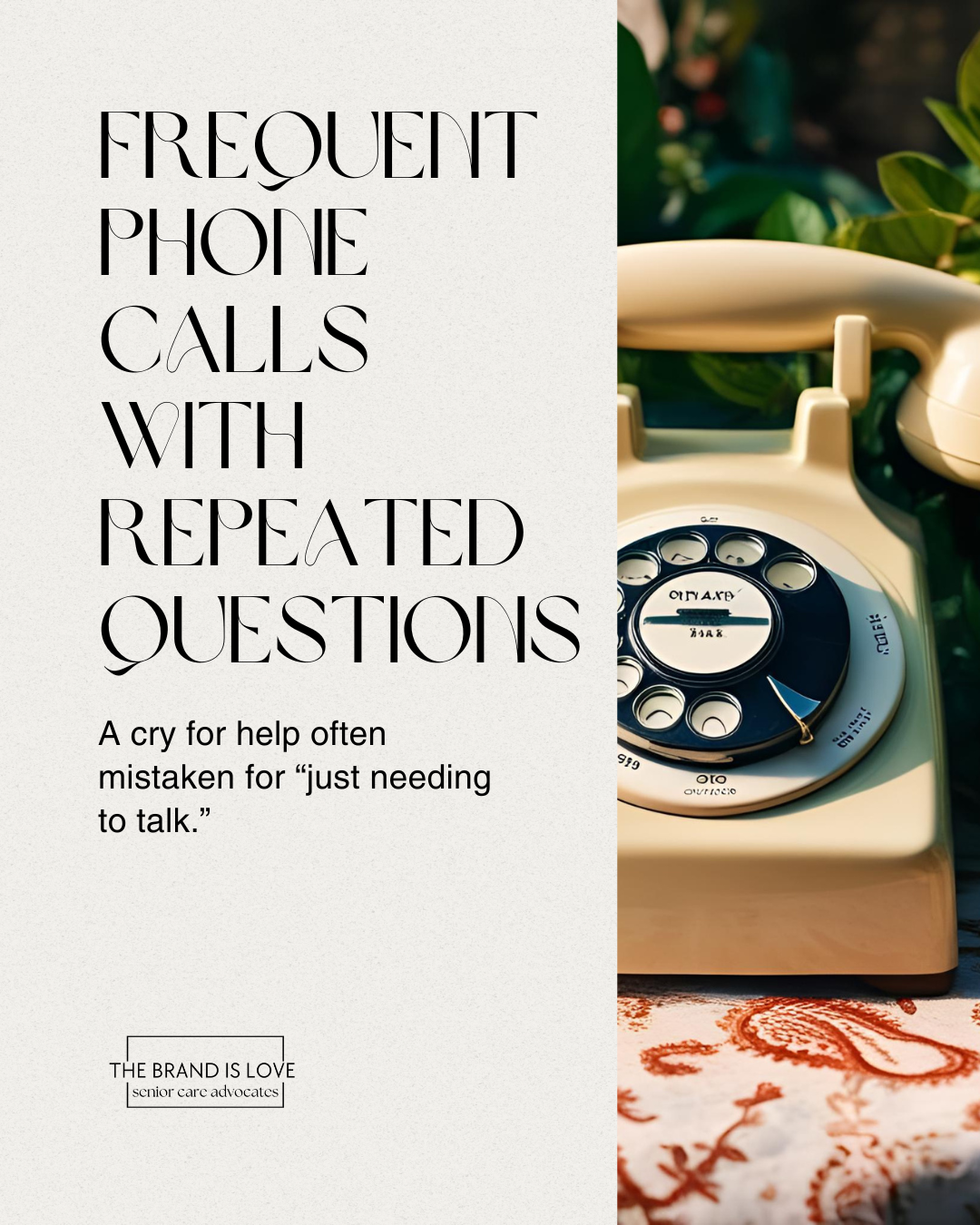 Image of a telephone to display the act of frequent phone calls and repeated questions which is a sign it is time for a senior living facility. Image of a telephone to display the act of frequent phone calls and repeated questions which is a sign it is time for a senior living facility.