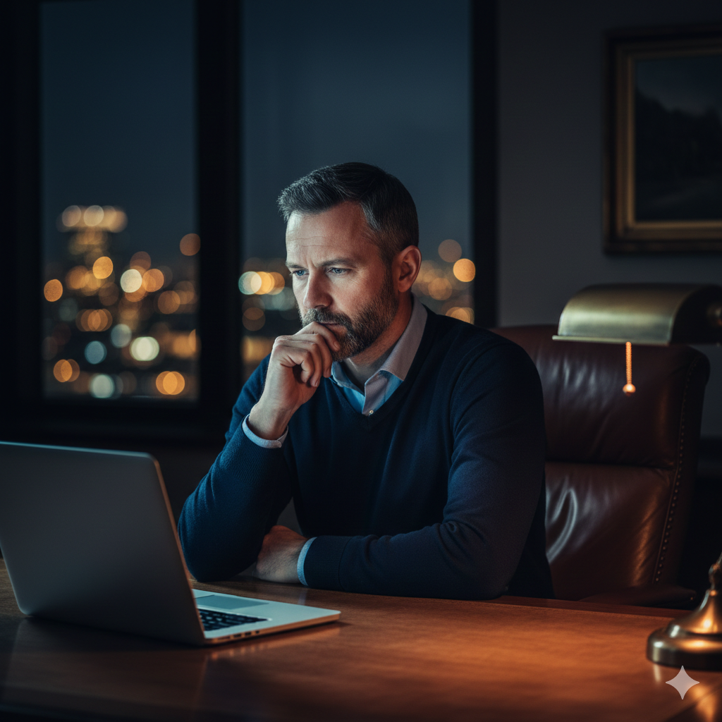 Advisor working late at night