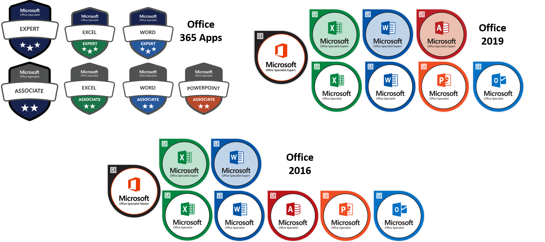 Office 365 Office 2019 Office 2016 courses in excel, word, access, poweroint, outlook