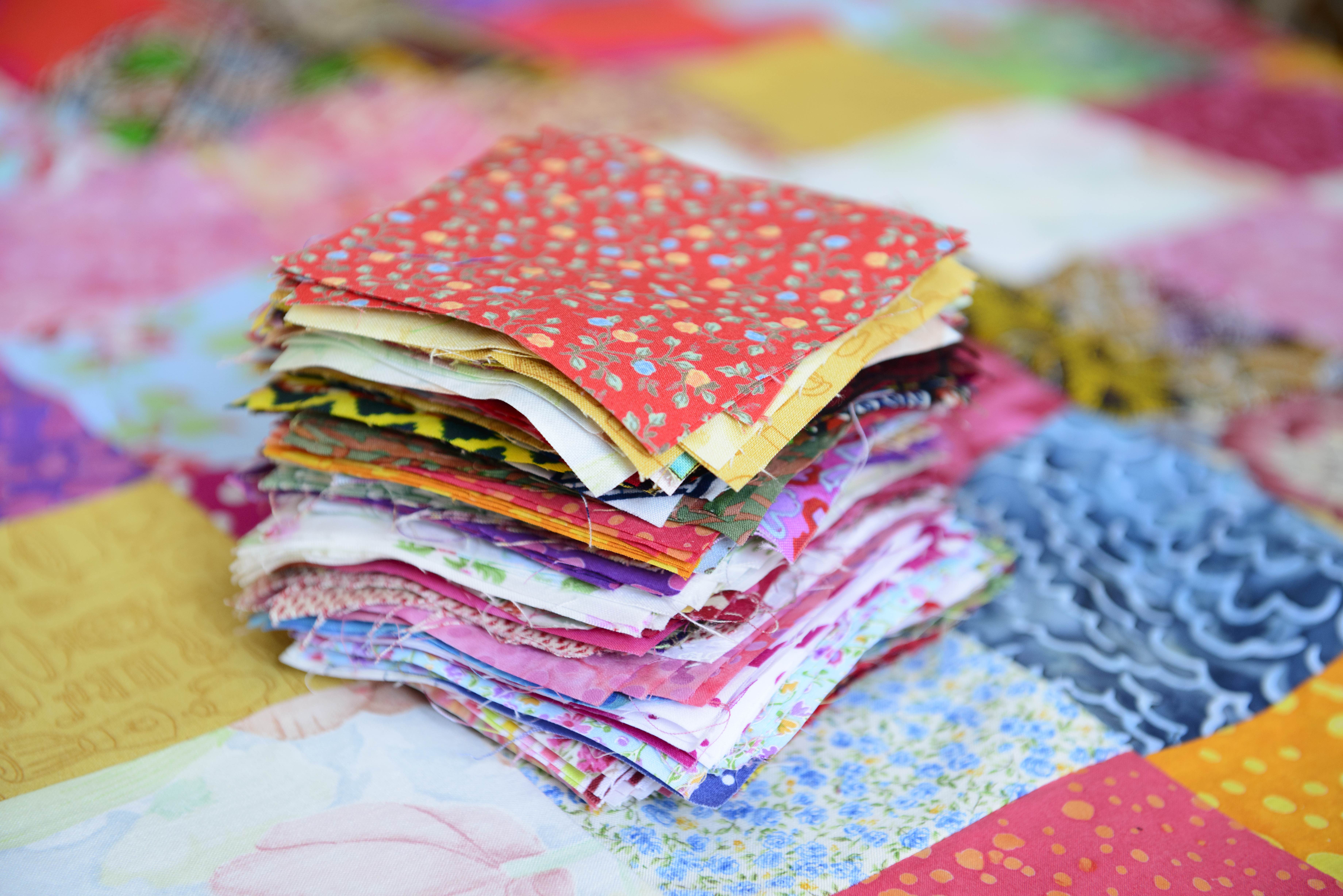 Stack of cut fabric pieces