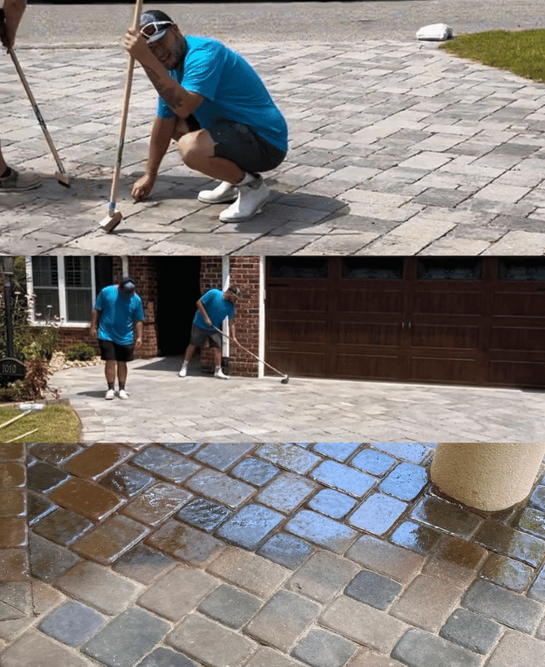 Cleaning sanding and sealing paver stones