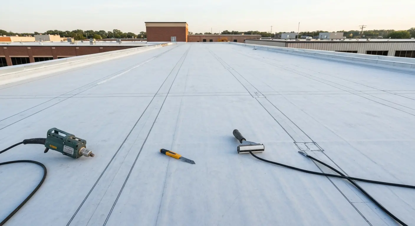 Flat roof TPO installation