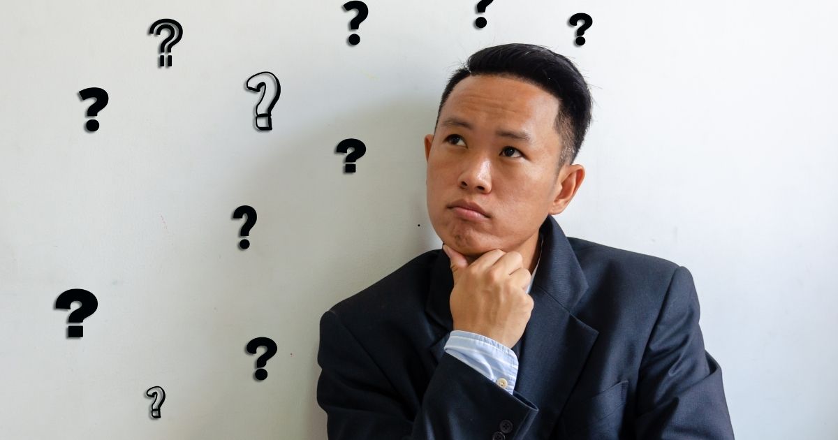 man thinking with question mark man thinking with question mark