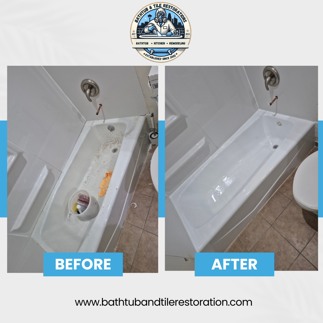 Before and after -Bathtub and tile restorations Before and after -Bathtub and tile restorations