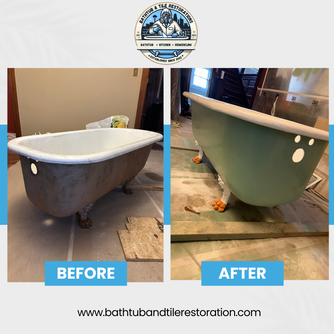 Before and after -Bathtub and tile restorations Before and after -Bathtub and tile restorations