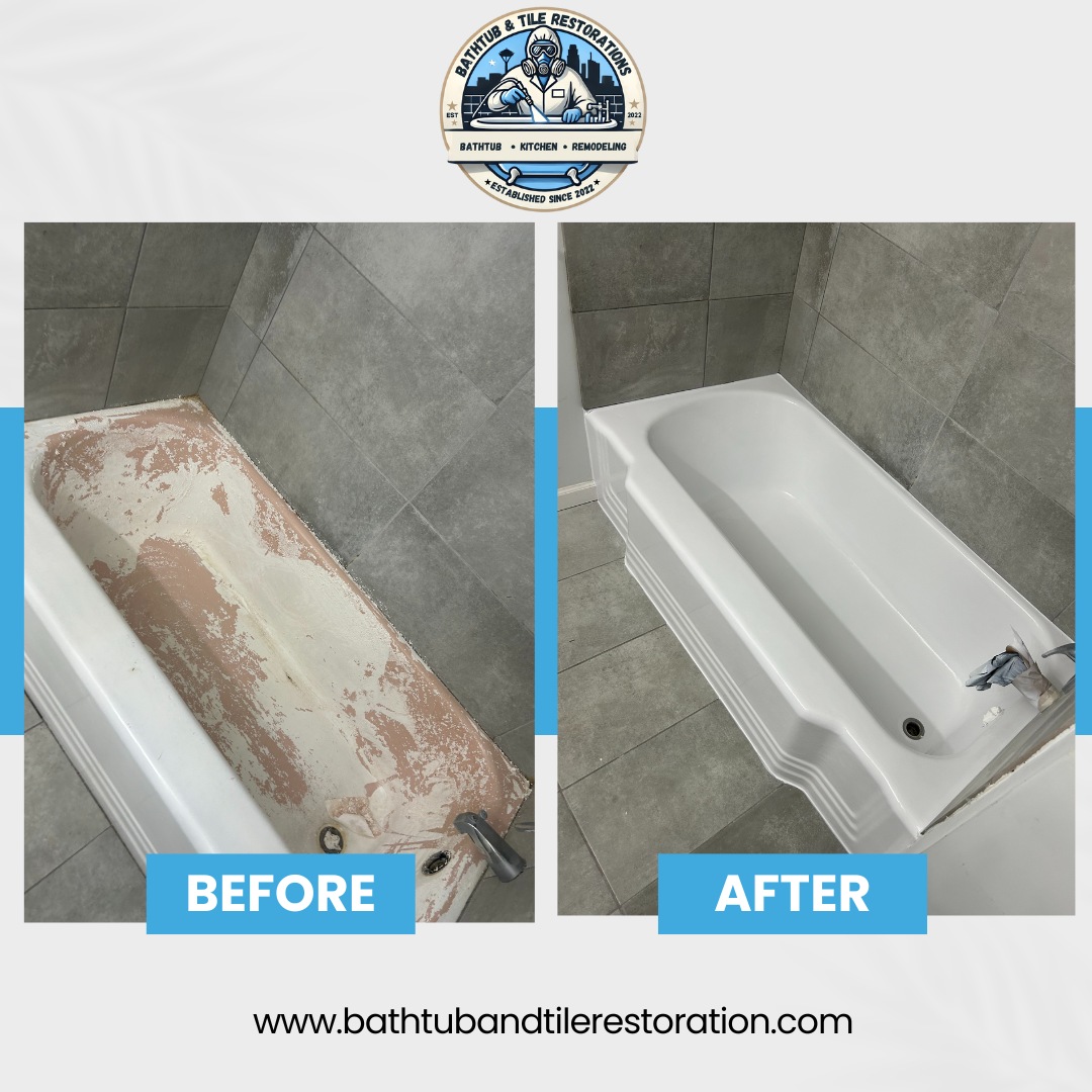 Before and after -Bathtub and tile restorations Before and after -Bathtub and tile restorations