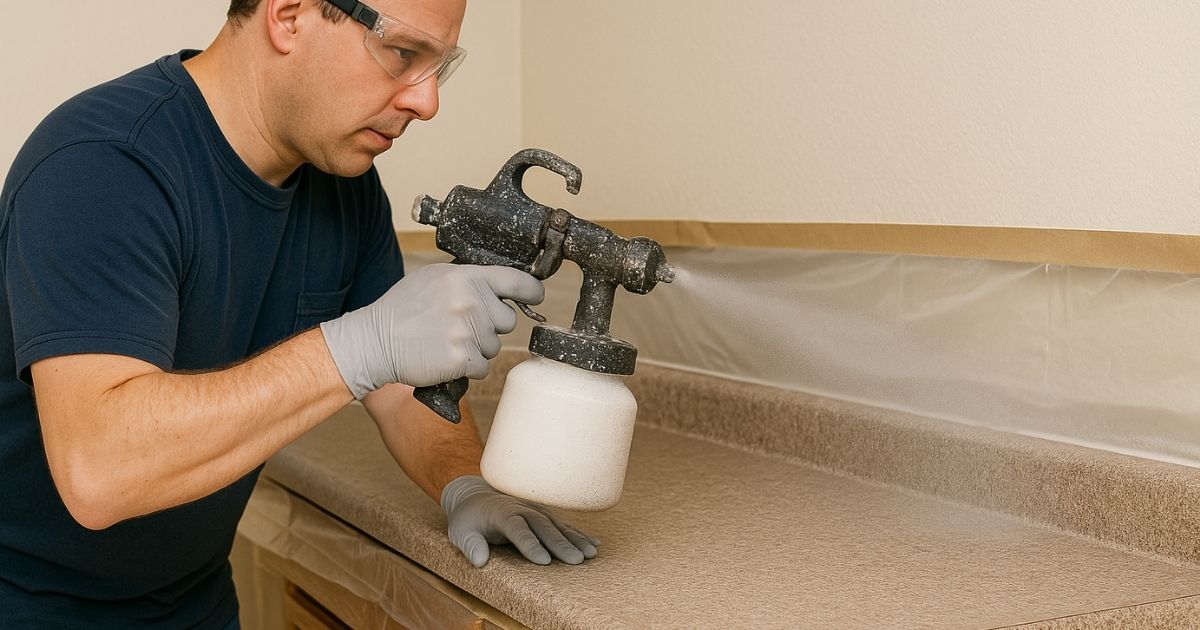 man spraying countertops man spraying countertops