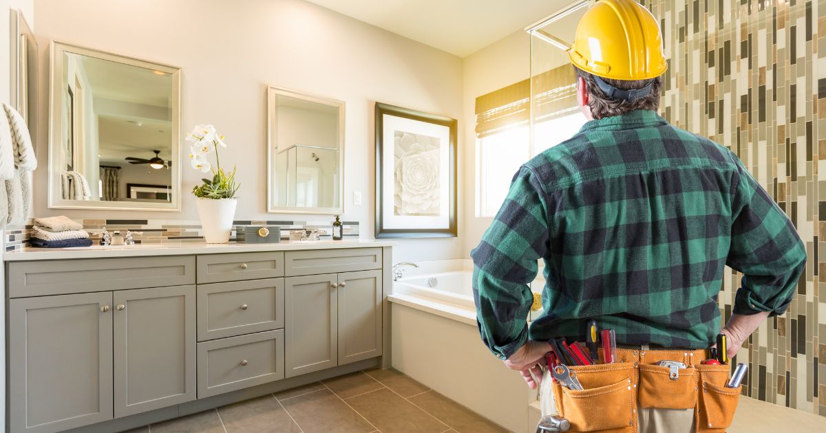 bathroom with man standing bathroom with man standing