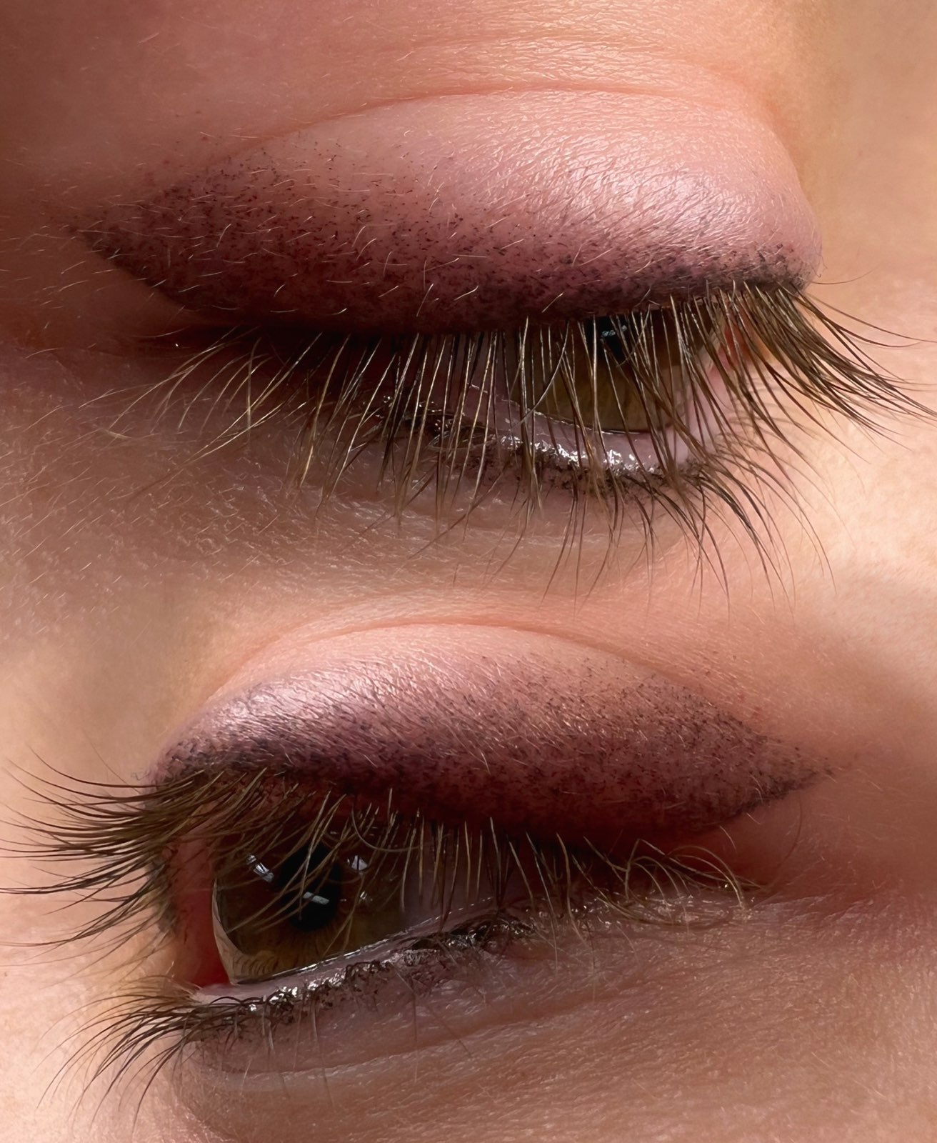 Detailed image of a winged eyeliner tattoo with shading, highlighting the bold and stylish look achieved through this technique.