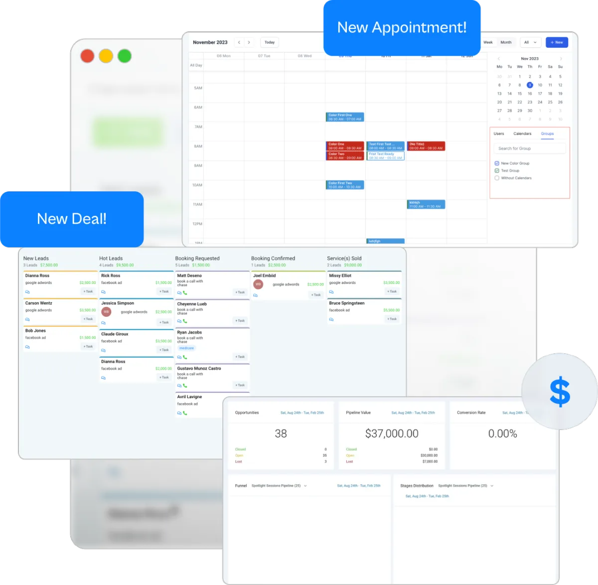 Kanban pipeline and team calendars