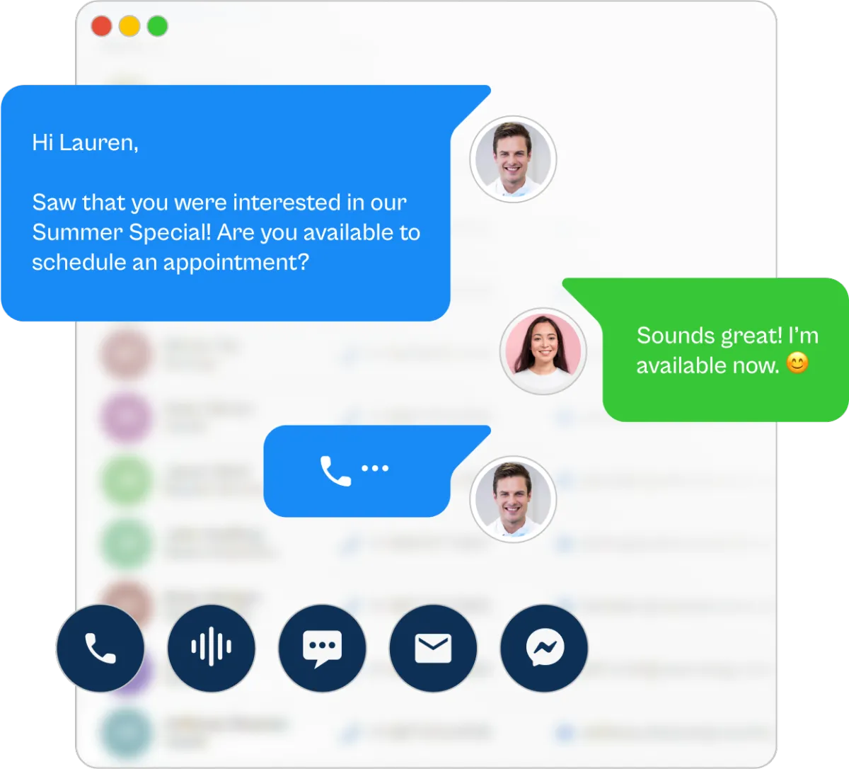Messaging email and text UI