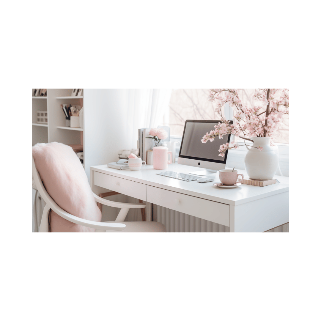 A beautifully organized home office with a laptop, flowers, and a coffee cup, exemplifying the serene and productive workspace of a mompreneur balancing family and business thanks to Laptop Mommas supportive community. A beautifully organized home office with a laptop, flowers, and a coffee cup, exemplifying the serene and productive workspace of a mompreneur balancing family and business thanks to Laptop Mommas supportive community.