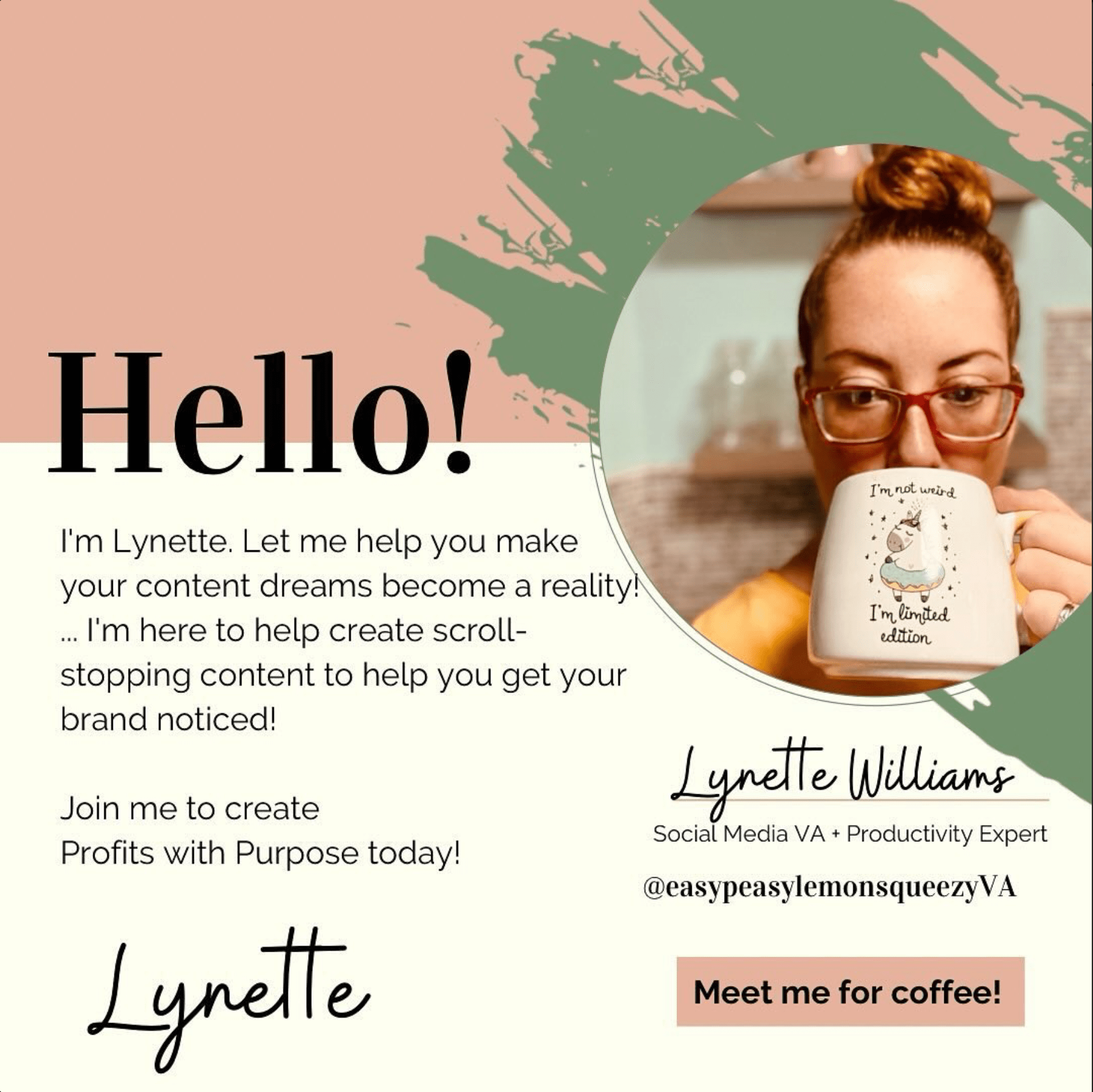 Hello from Lynette, founder of Laptop Mommas, and productivity expert also known as the Marketing Momma at Laptop Mommas, holding a coffee mug and offering services to create scroll-stopping content for mompreneurs looking to grow their online marketing business and achieve profits with purpose. Hello from Lynette, founder of Laptop Mommas, and productivity expert also known as the Marketing Momma at Laptop Mommas, holding a coffee mug and offering services to create scroll-stopping content for mompreneurs looking to grow their online marketing business and achieve profits with purpose.