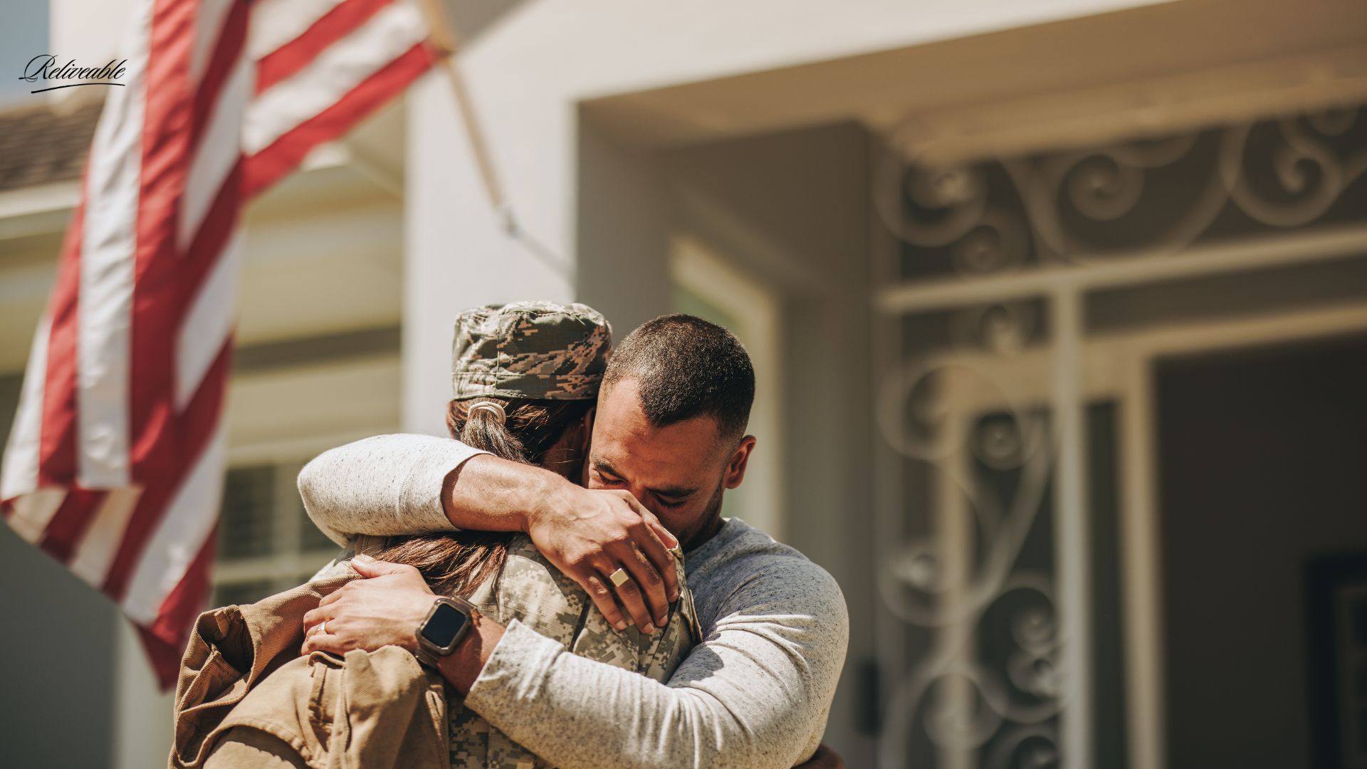 A military spouse listens to an Interactive Voice Memorial from ReLiveable’s digital memorial keepsakes on her phone.
