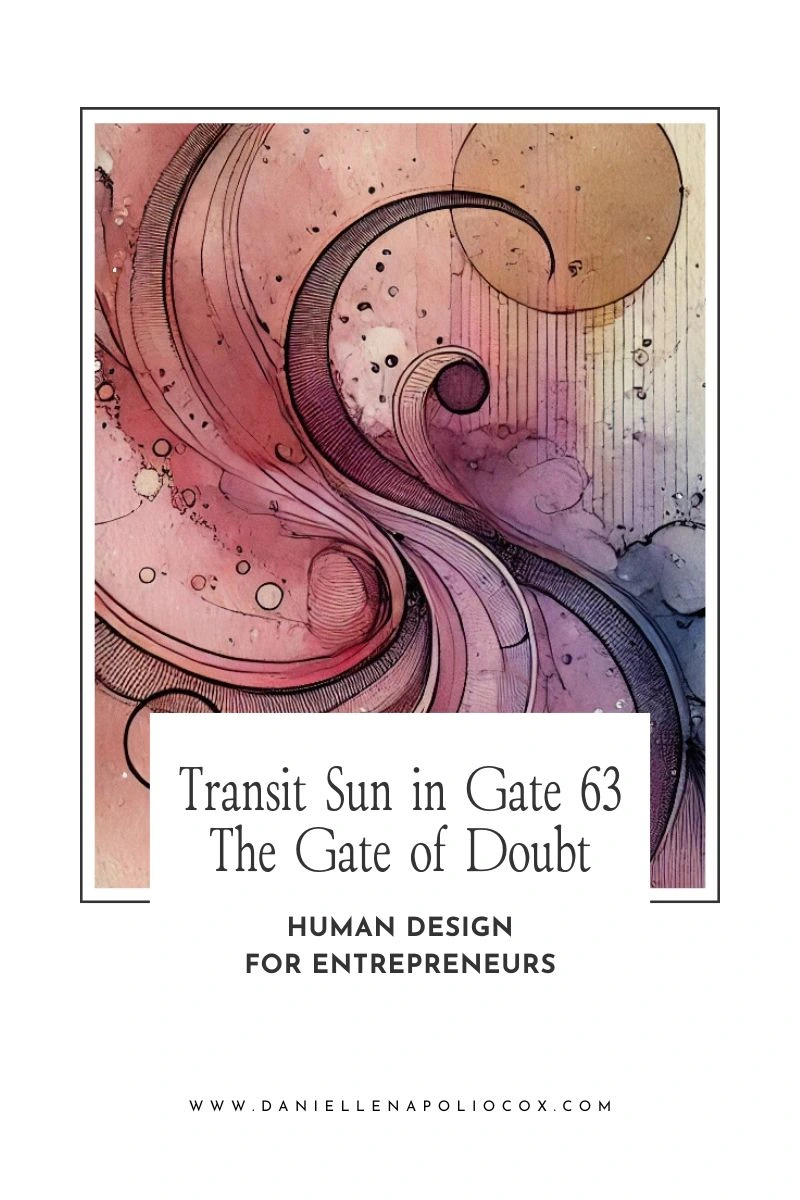 Visual representation of the Sun in Gate 63 Doubt, with actionable business strategies for entrepreneurs based on Human Design. Visual representation of the Sun in Gate 63 Doubt, with actionable business strategies for entrepreneurs based on Human Design.