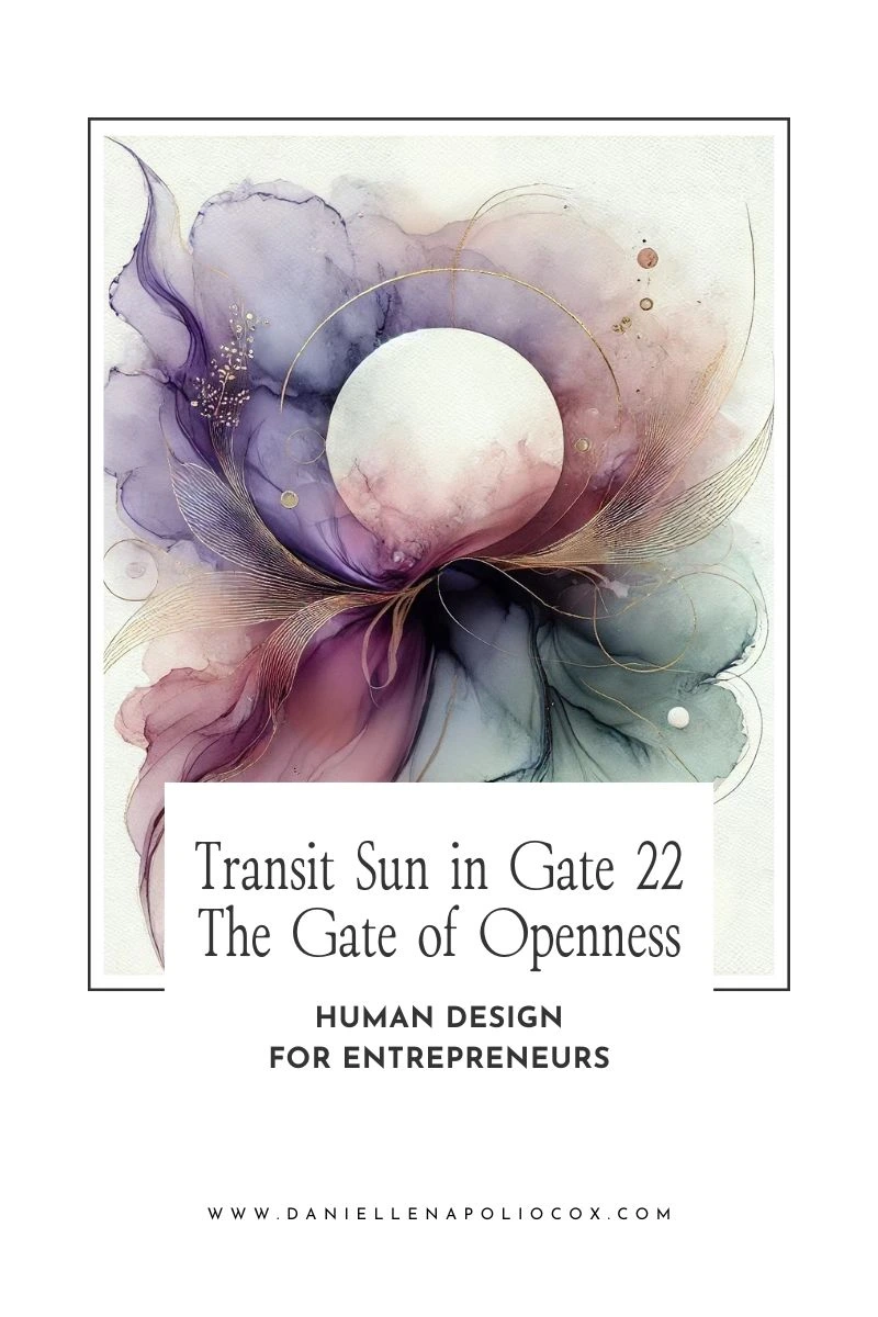 Visual representation of the Sun in Gate 22 Openness, with actionable business strategies for entrepreneurs based on Human Design. Visual representation of the Sun in Gate 22 Openness, with actionable business strategies for entrepreneurs based on Human Design.