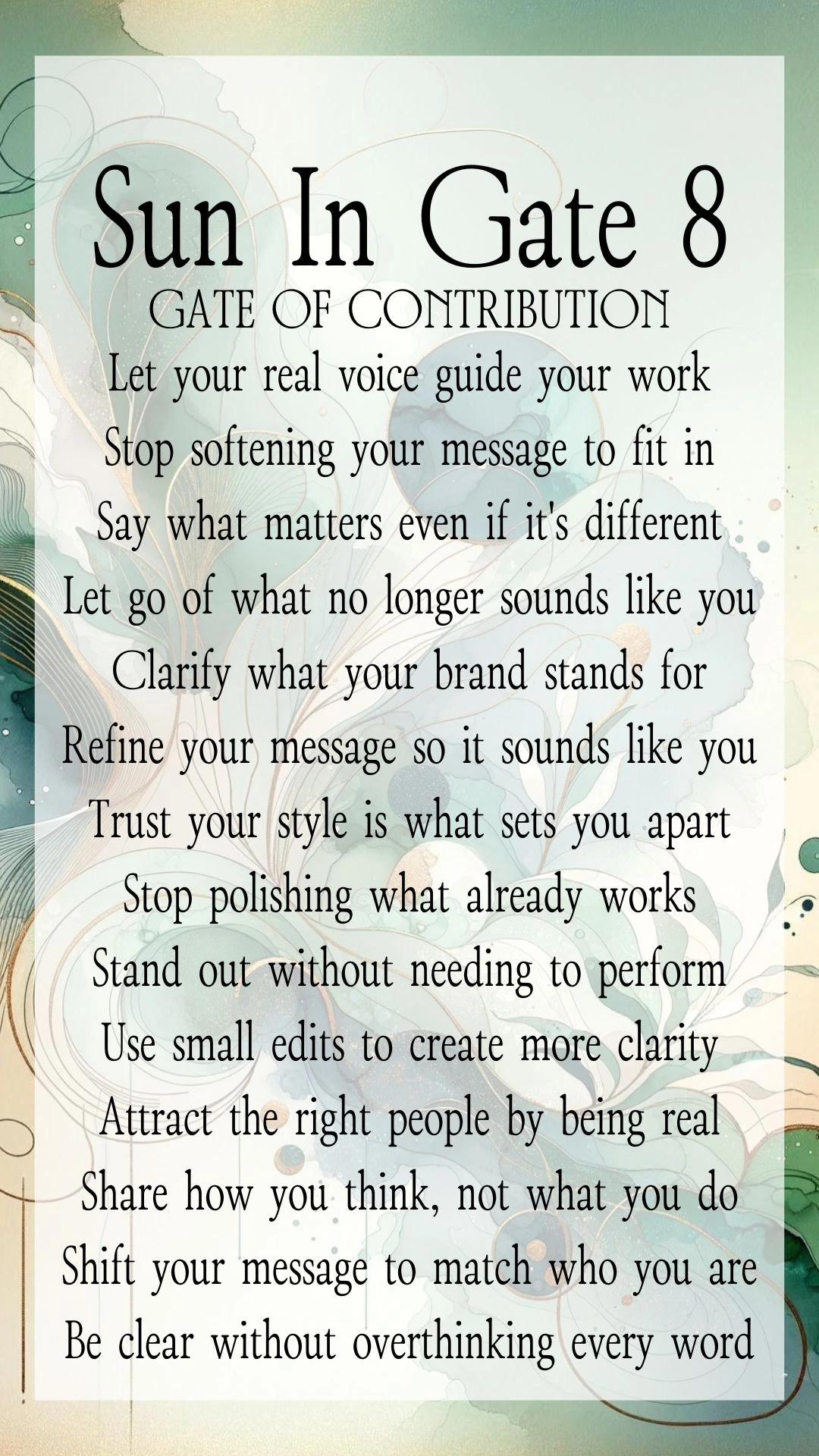 Text Graphic about Gate 8 Contribution in Human Design, focusing on actions for online entrepreneurs and business growth Text Graphic about Gate 8 Contribution in Human Design, focusing on actions for online entrepreneurs and business growth