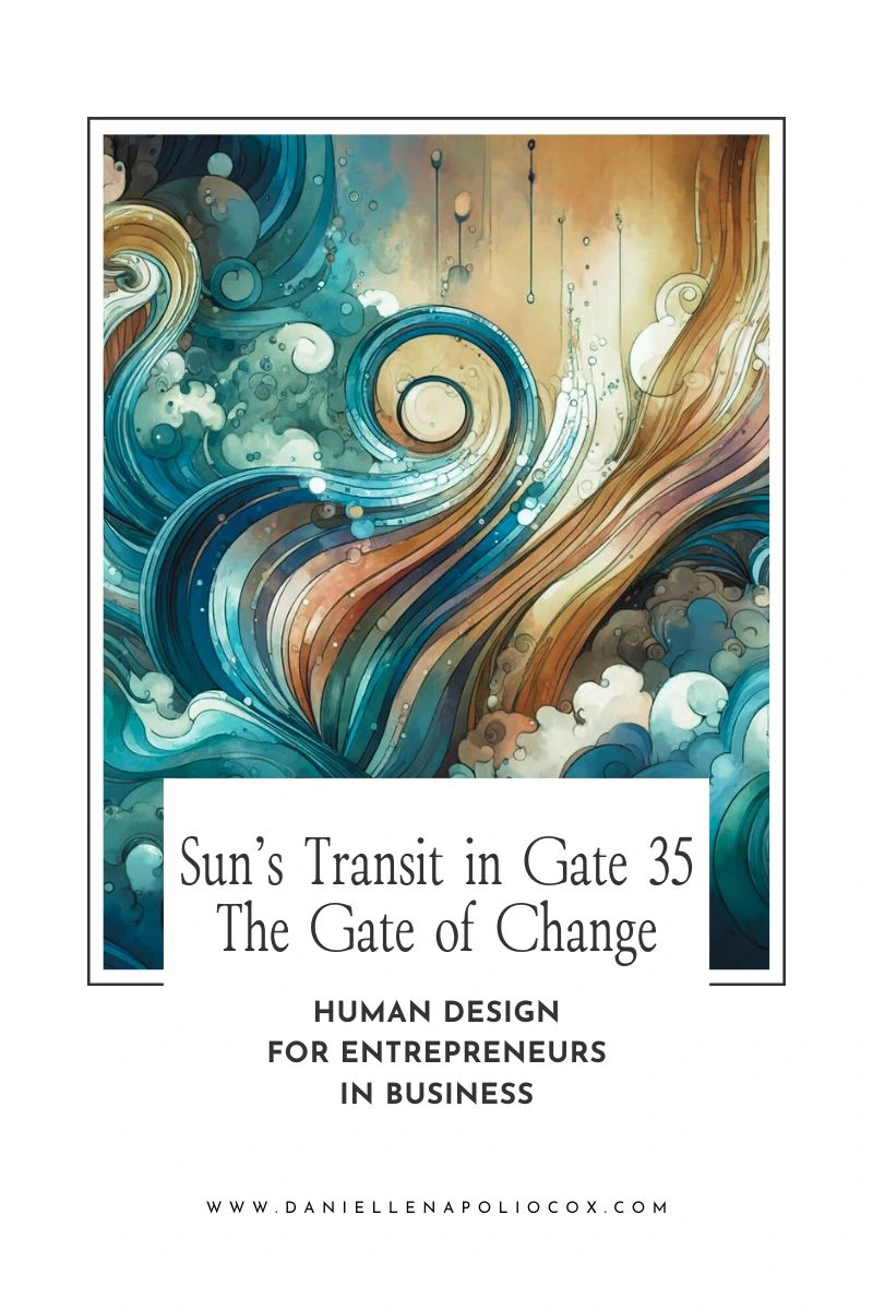 Visual representation of the Sun in Gate 35 change, with actionable business strategies for entrepreneurs based on Human Design. Visual representation of the Sun in Gate 35 change, with actionable business strategies for entrepreneurs based on Human Design.