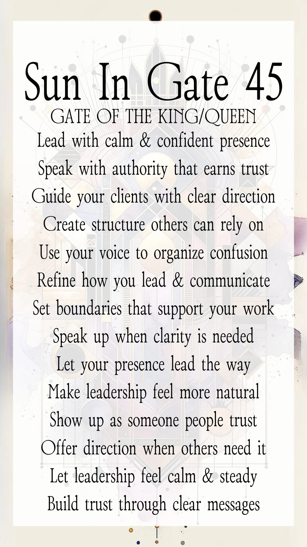 Text Graphic about Gate 45 King Queen in Human Design, focusing on actions for online entrepreneurs and business growth Text Graphic about Gate 45 King Queen in Human Design, focusing on actions for online entrepreneurs and business growth