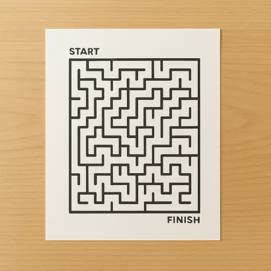 Medium-difficulty maze worksheet for kids