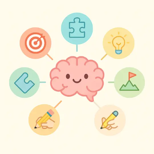 Infographic showing brain skills developed by maze activities