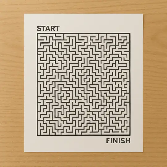 Challenging maze worksheet for older kids