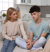 Parent talking to grieving child after loss of a friend to suicide, emotional support and healing