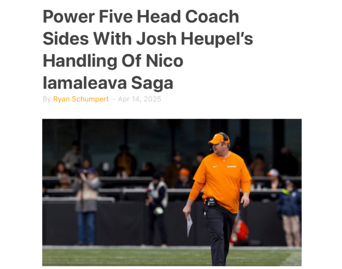 Power Five Head Coach Sides With Josh Heupel’s Handling Of Nico Iamaleava Saga Power Five Head Coach Sides With Josh Heupel’s Handling Of Nico Iamaleava Saga