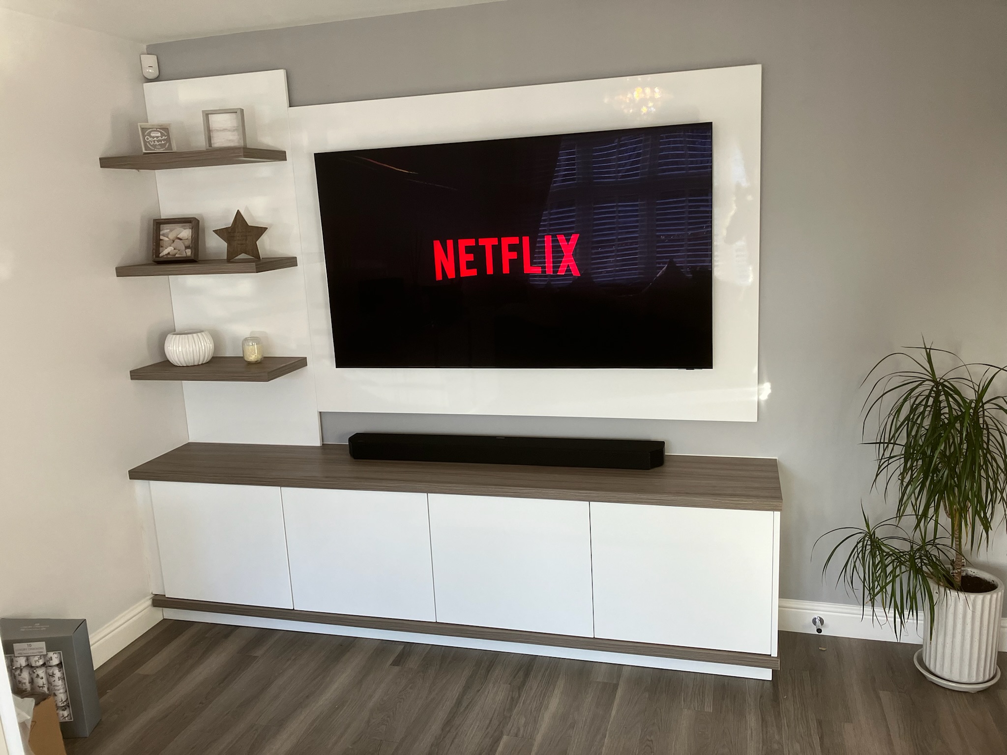 Handmade fitted bespoke tv unit with drawers and shelves Handmade fitted bespoke tv unit with drawers and shelves