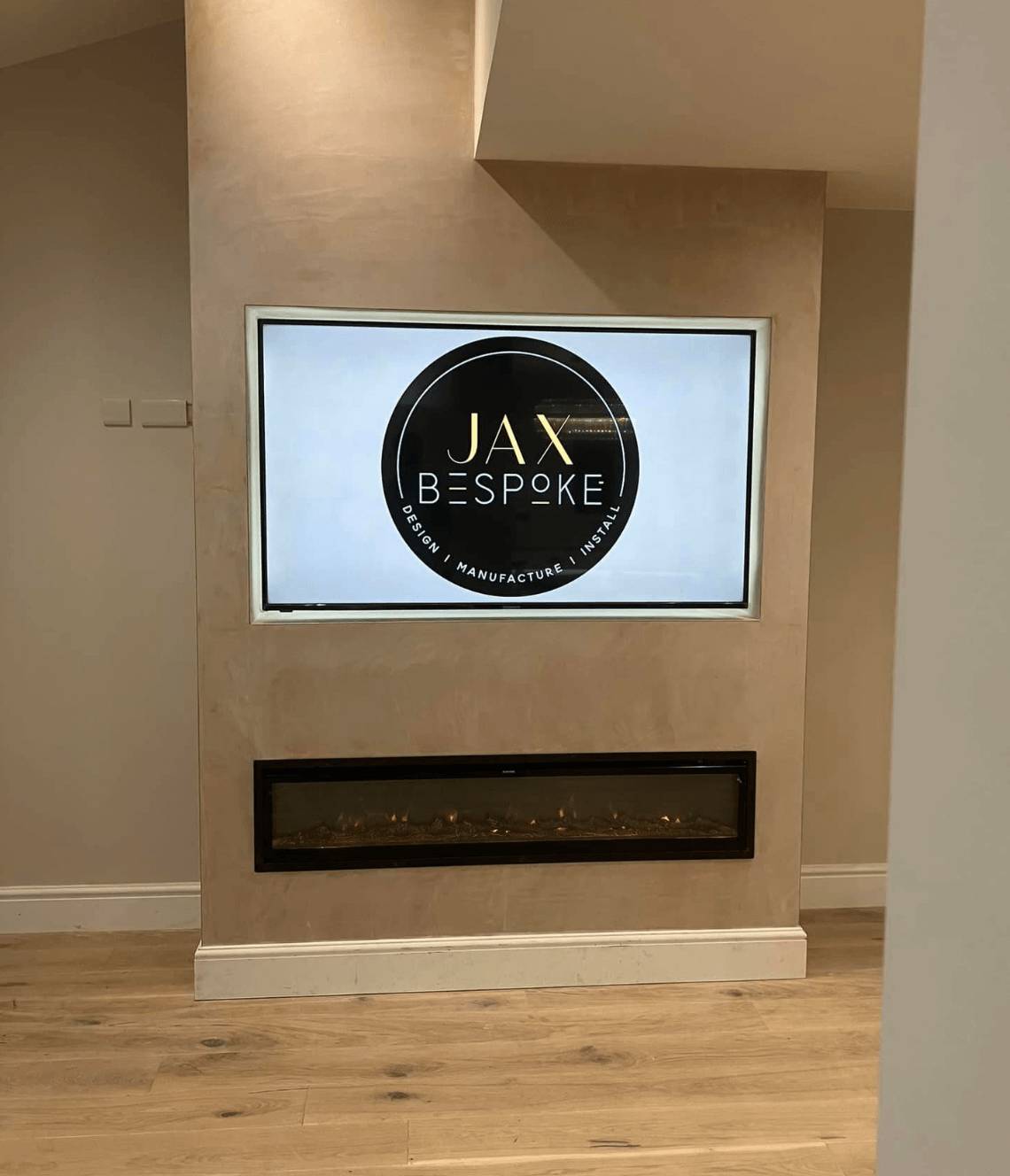 Plastered imitation chimney breast media wall Plastered imitation chimney breast media wall