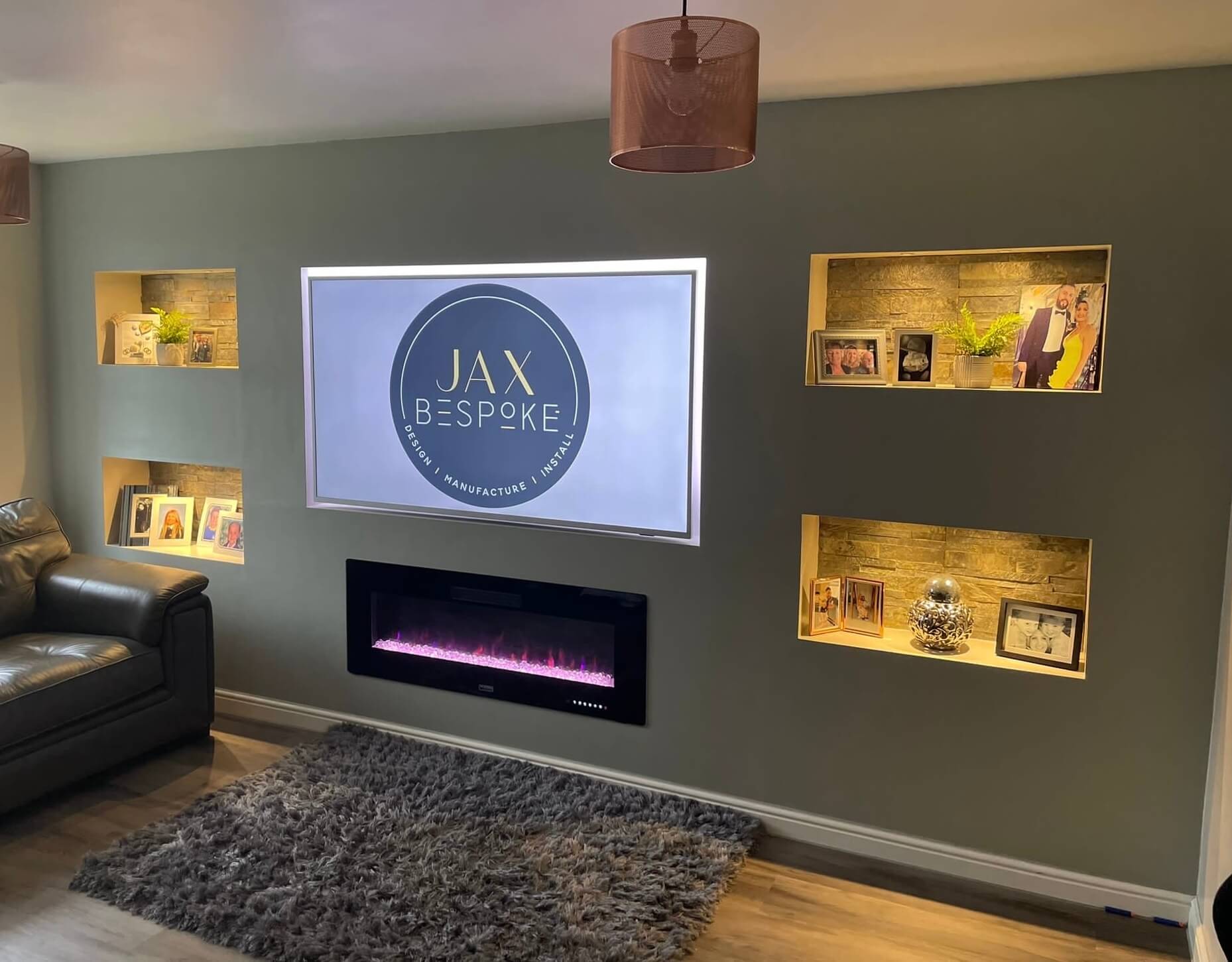 Plastered full wall media wall Plastered full wall media wall