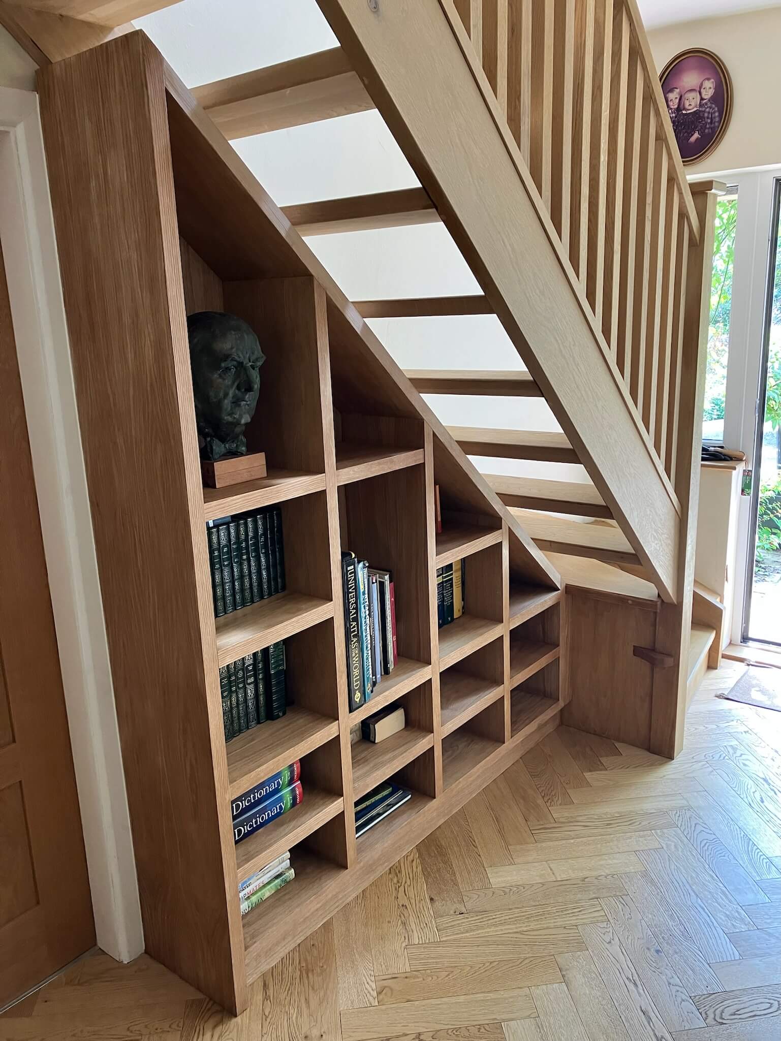 Oak under stair bookcase Oak under stair bookcase