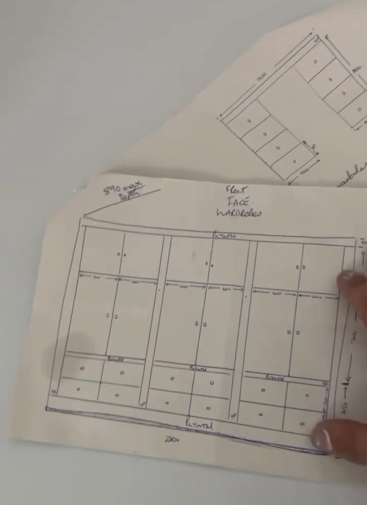 Bespoke fitted wardrobe design sketch Bespoke fitted wardrobe design sketch