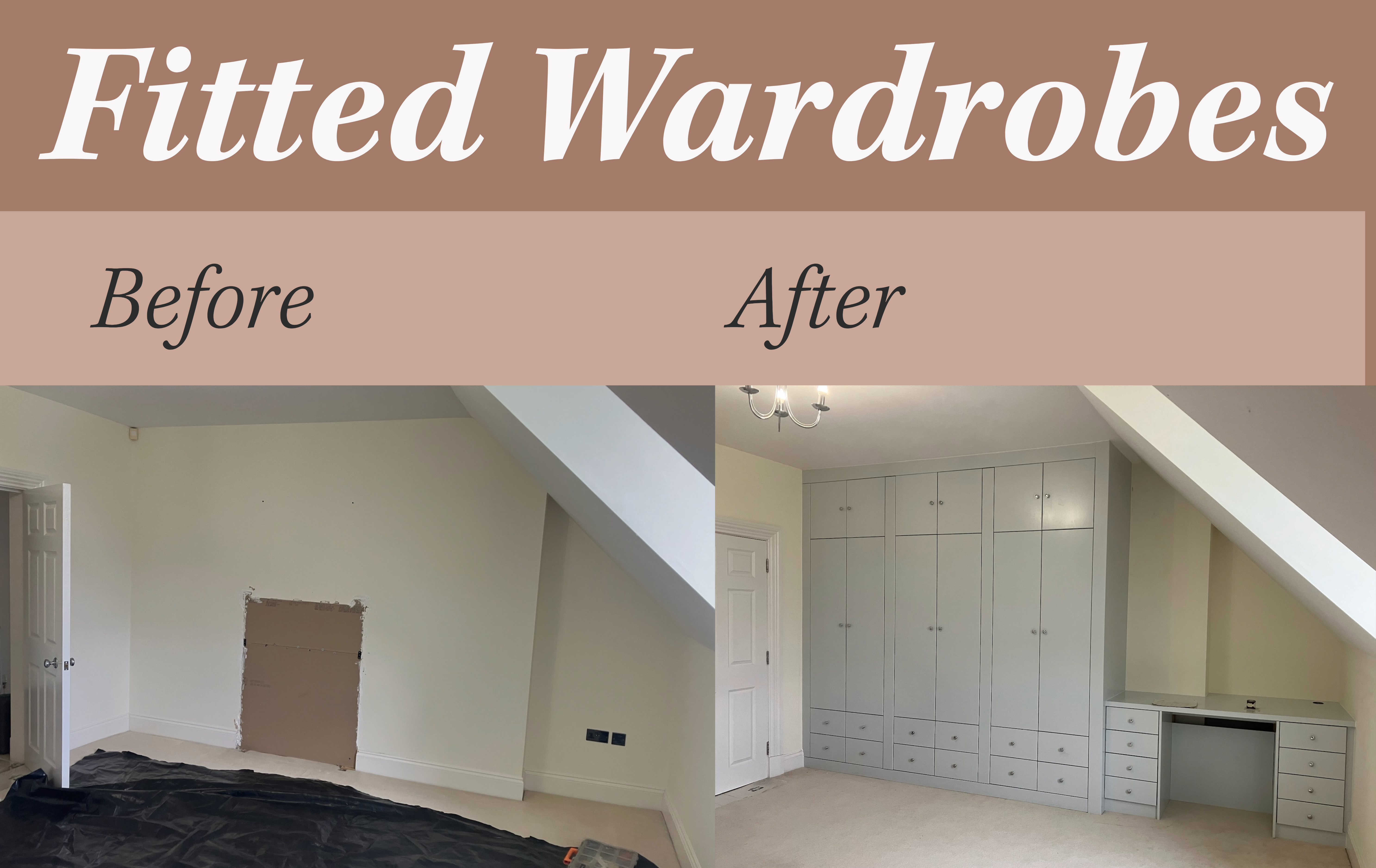 Before and after bespoke fitted wardrobes - designed, manufactured and installed for Horbury, Yorkshire home by JAX Bespoke Before and after bespoke fitted wardrobes - designed, manufactured and installed for Horbury, Yorkshire home by JAX Bespoke