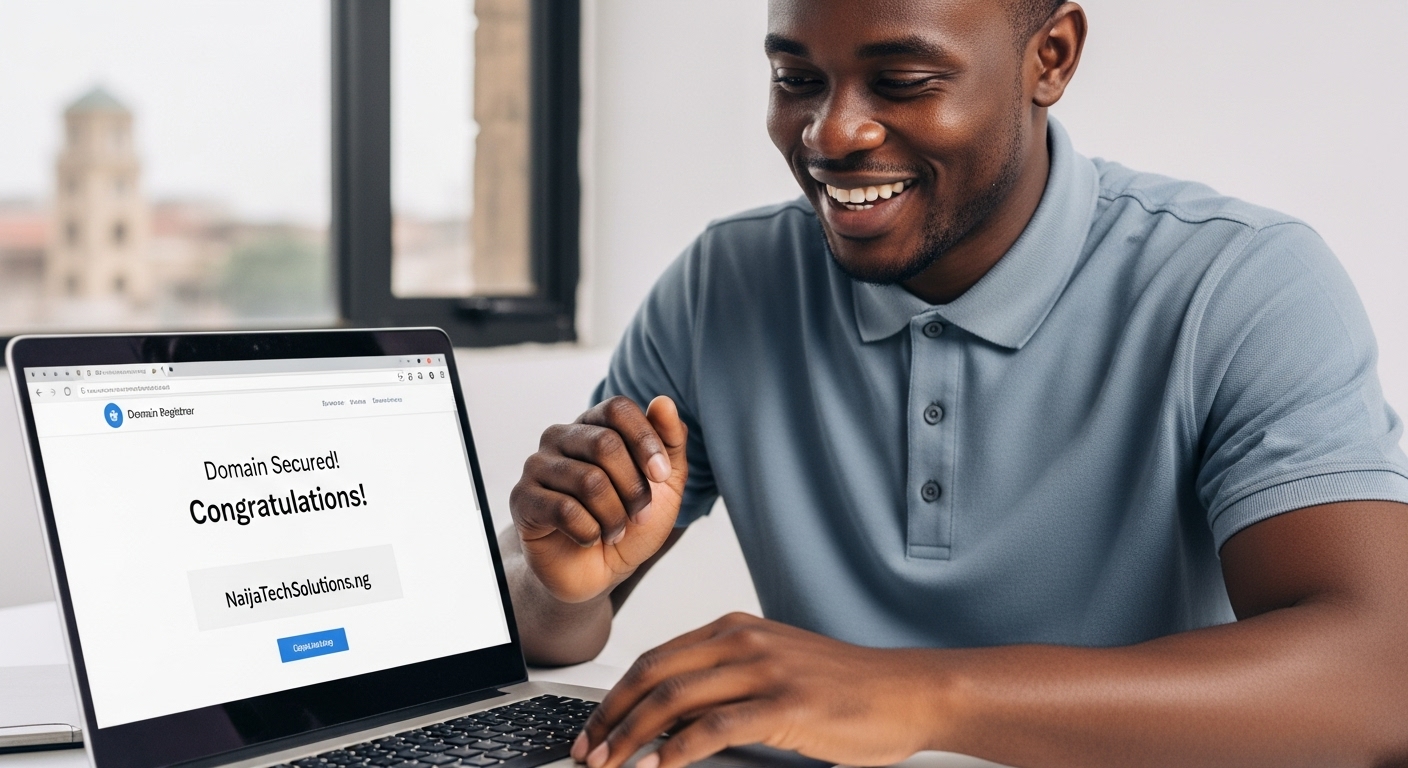 Close-up view of the Hordanso domain registration dashboard displaying a search bar with available .ng domains for easy website setup in Nigeria. Close-up view of the Hordanso domain registration dashboard displaying a search bar with available .ng domains for easy website setup in Nigeria.