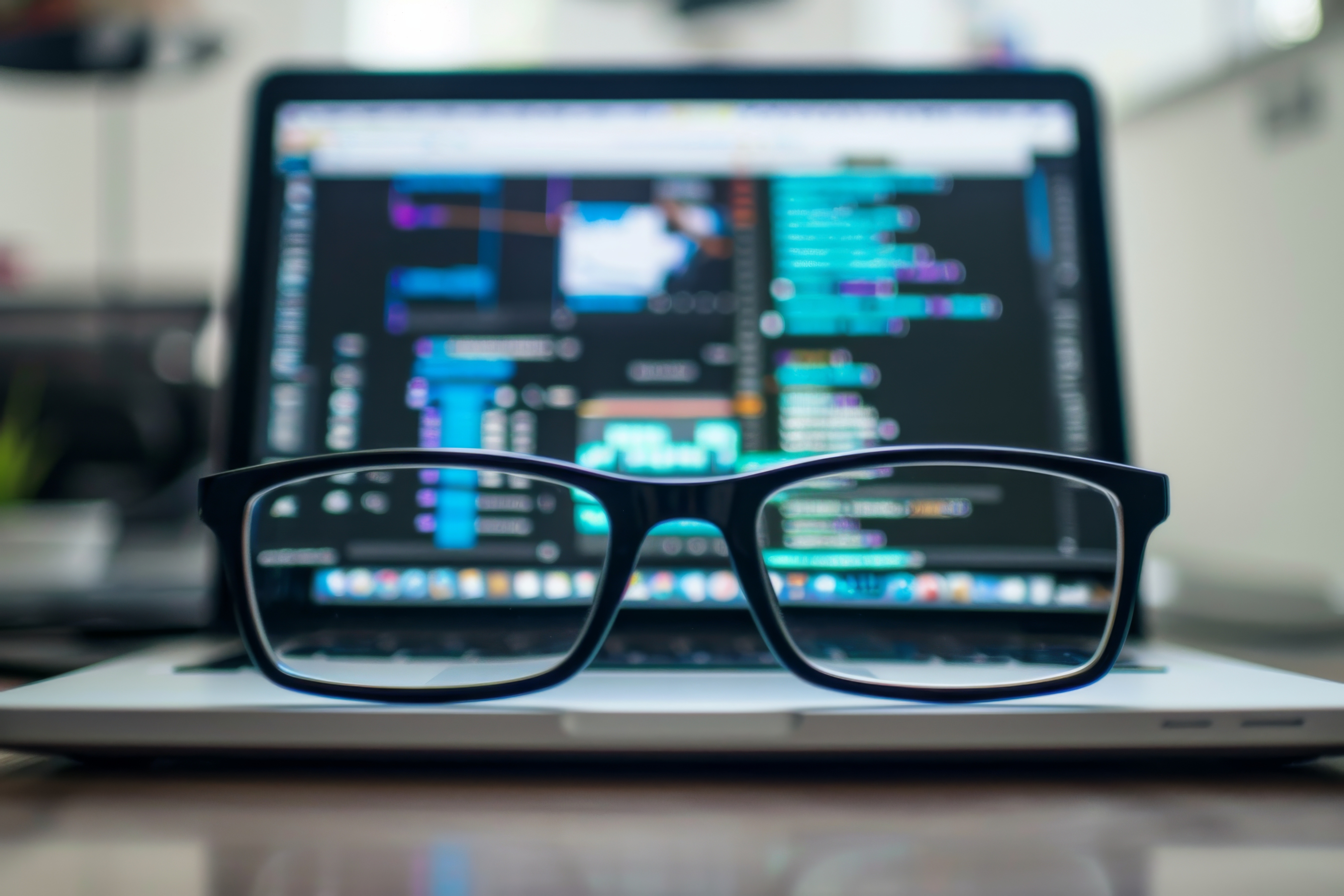 glasses and computer