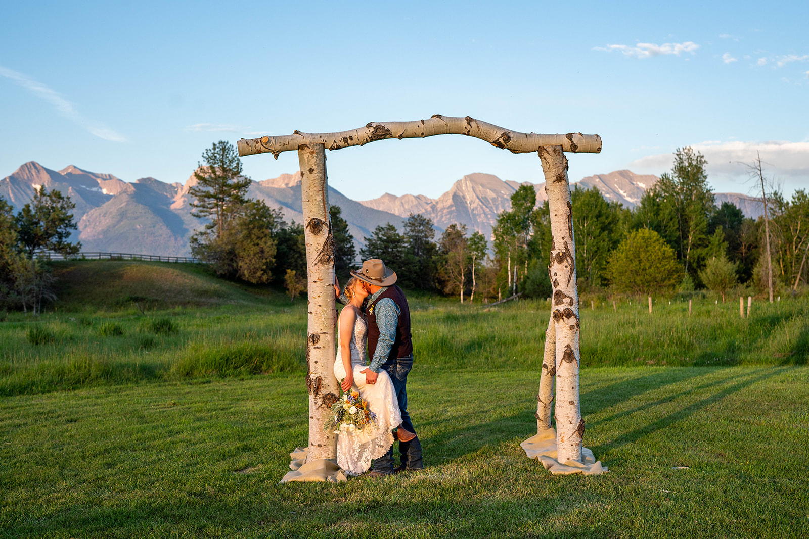 Montana ranch wedding at Live Oak Belgians in St. Ignatius with the Mission Mountains in the background
