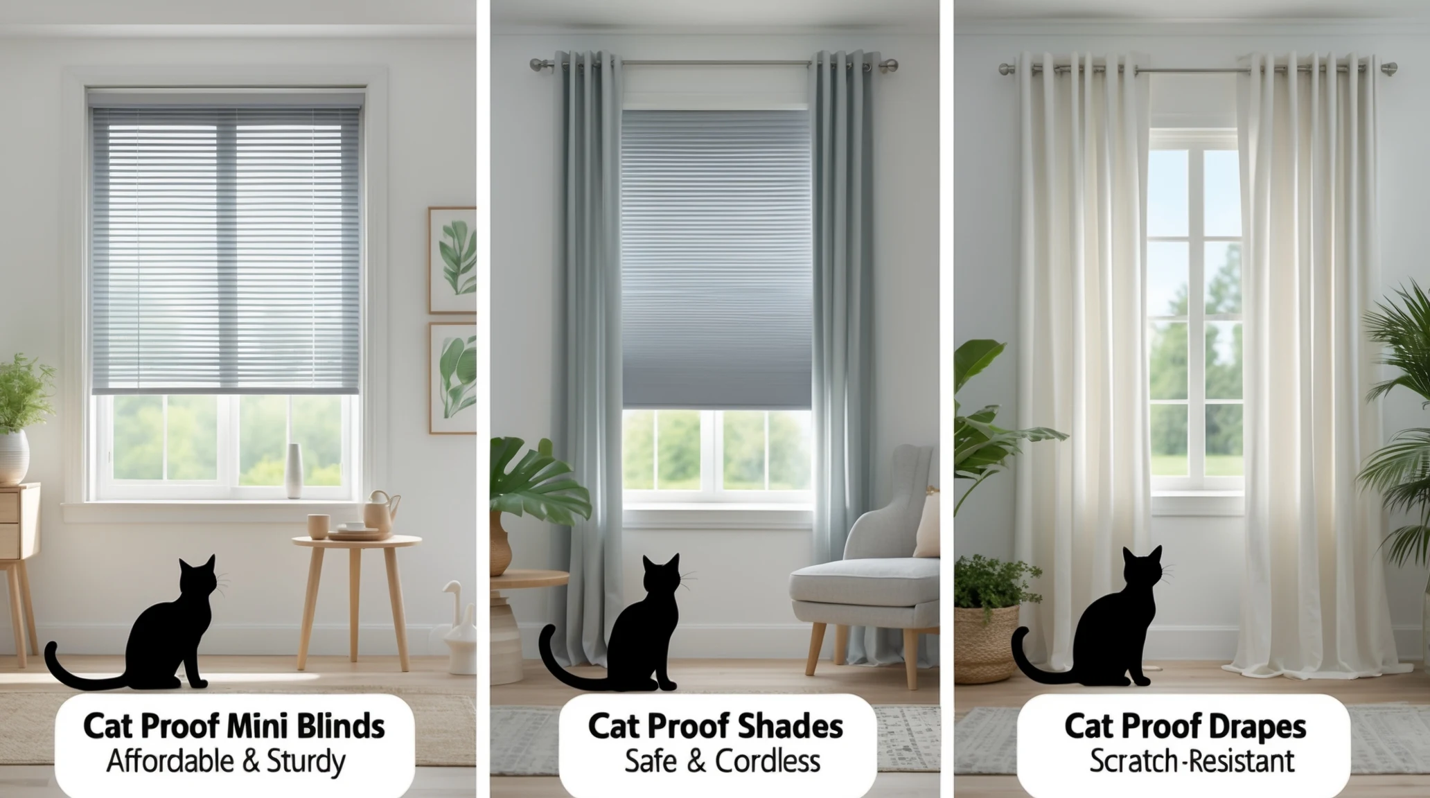 Cat Proof Mini Blinds, Shades, and Drapes Cat Proof Mini Blinds, Shades, and Drapes