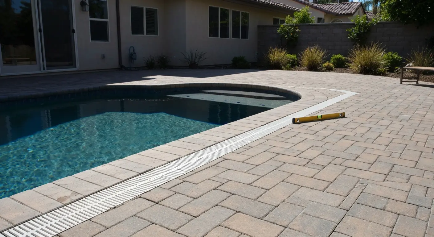Patio pavers by pool in Fountain Valley