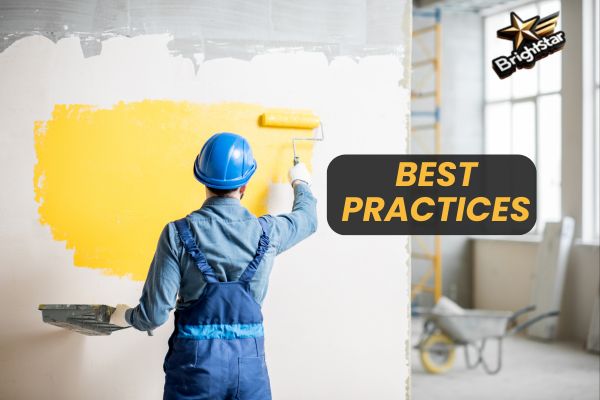 man painting a yellow wall with a caption BEST PRACTICES man painting a yellow wall with a caption BEST PRACTICES
