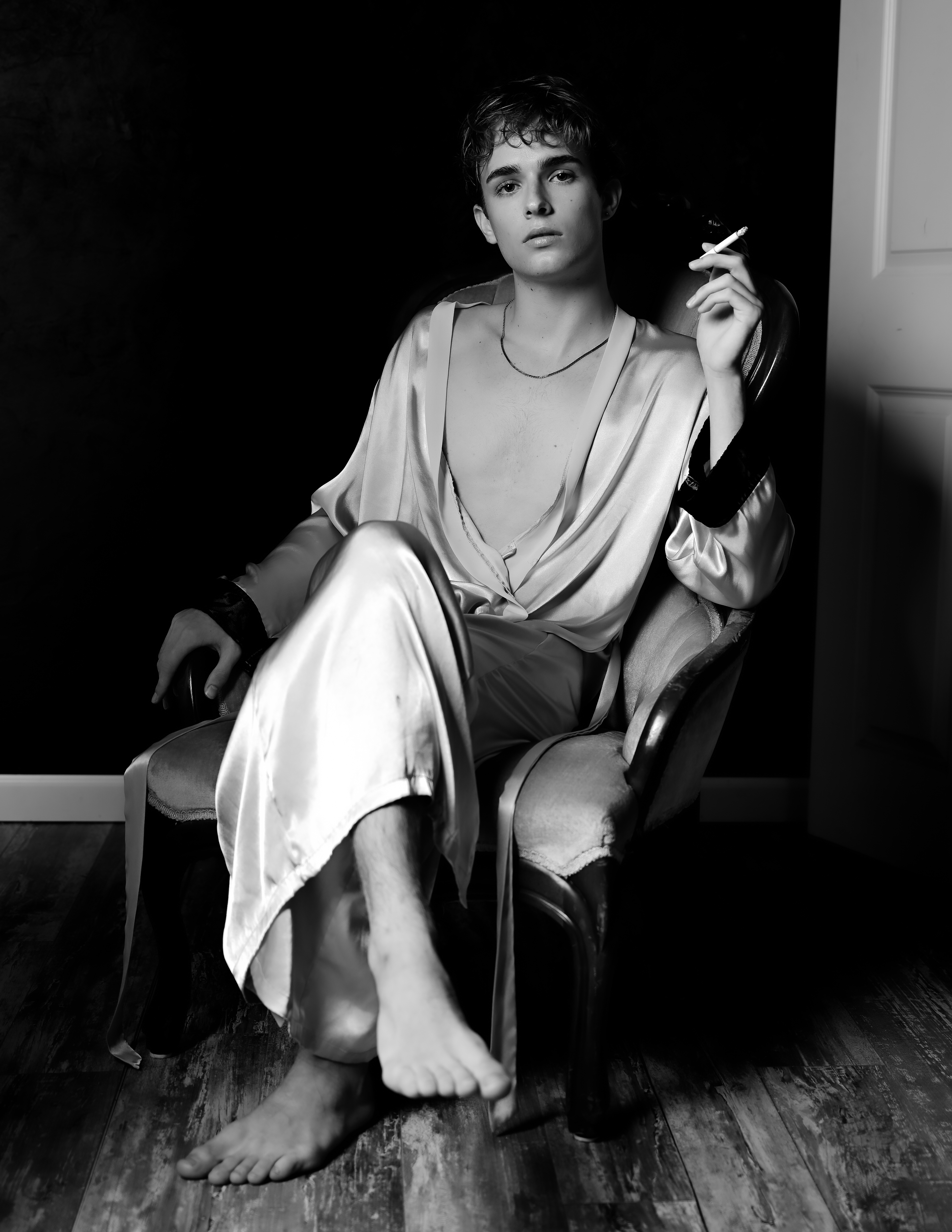 Edward Dose Photography Portrait of Young Man Smoking B&W