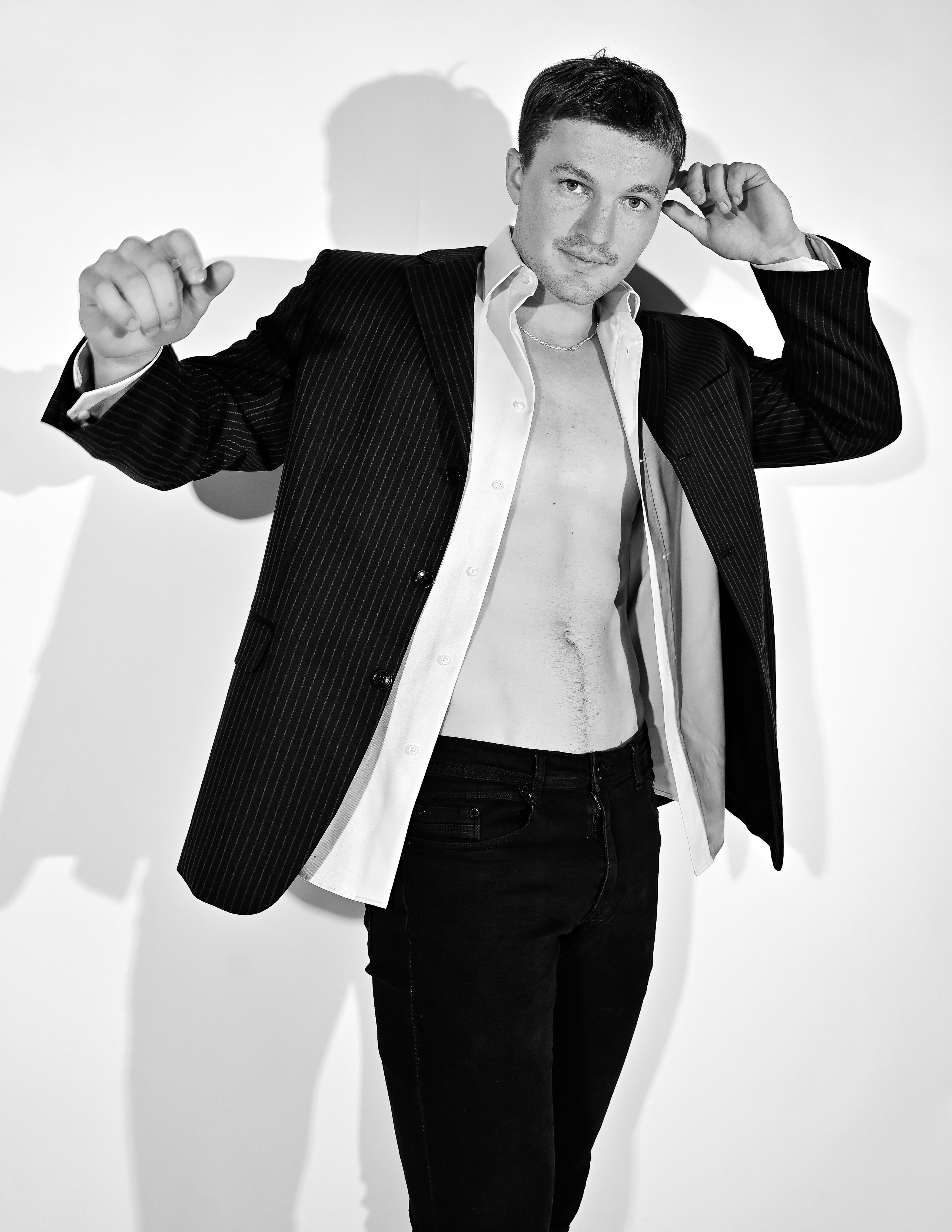 Edward Dose Photography Portrait of Young Man in Suit B&W