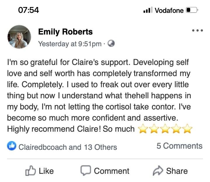 Testimonial for ClaireDCoaching Testimonial for ClaireDCoaching