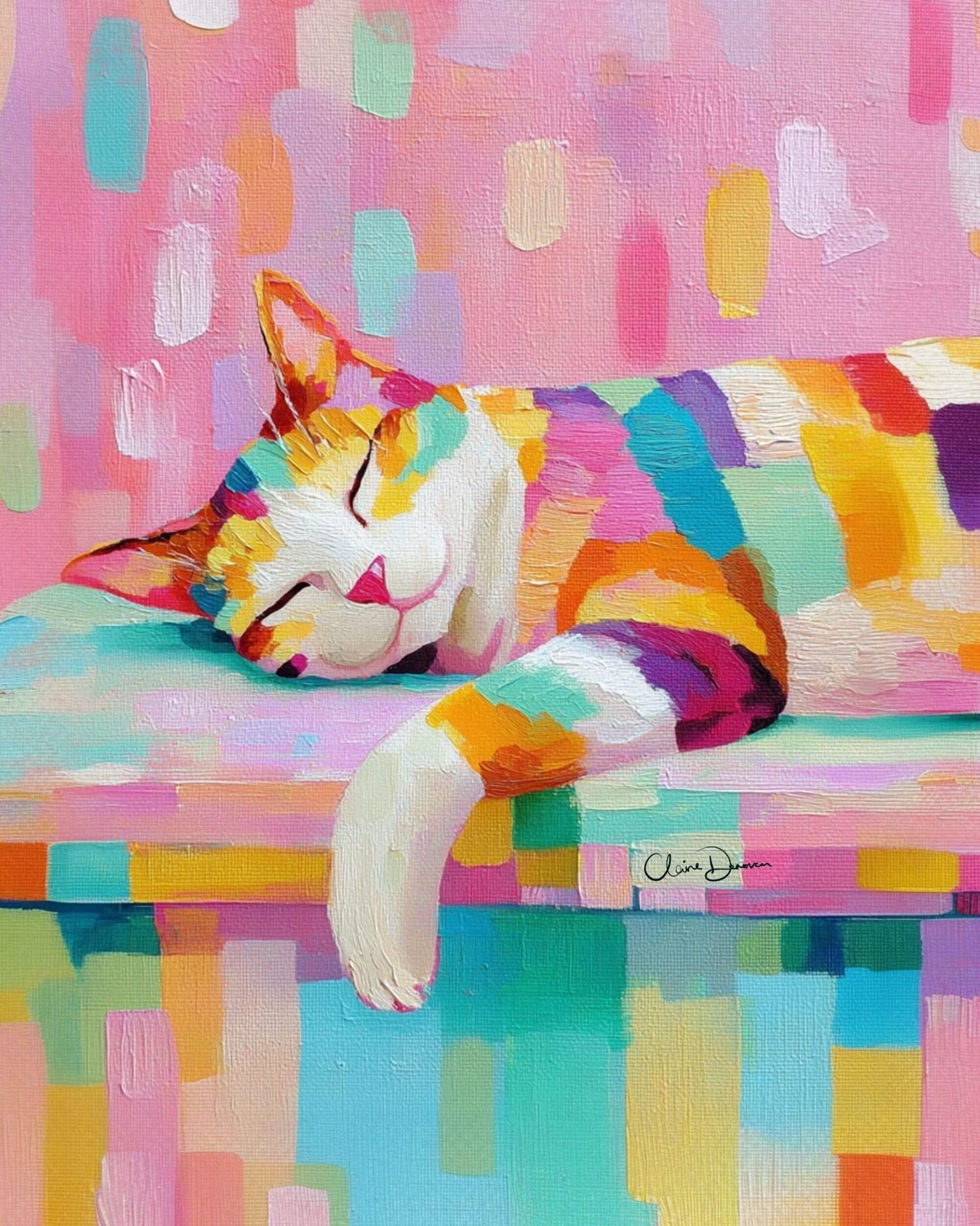 Whimsy Luxe digital pet portrait by Claire Donovan Art
