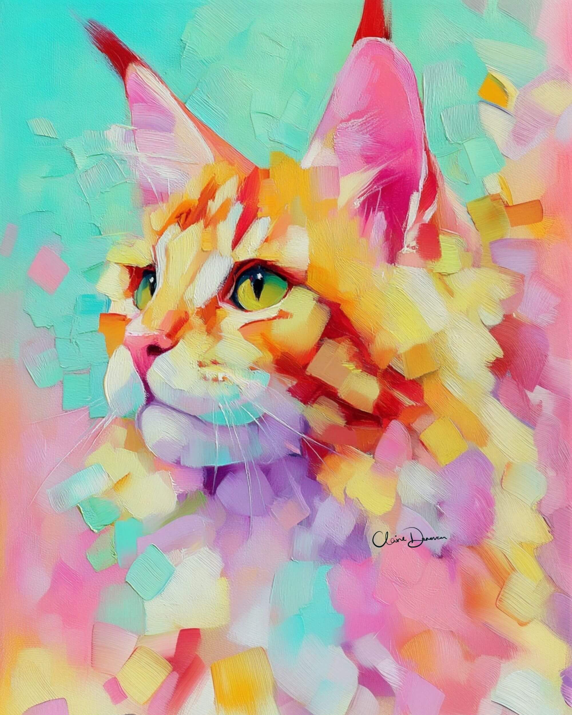 Whimsy Luxe digital pet portrait by Claire Donovan Art