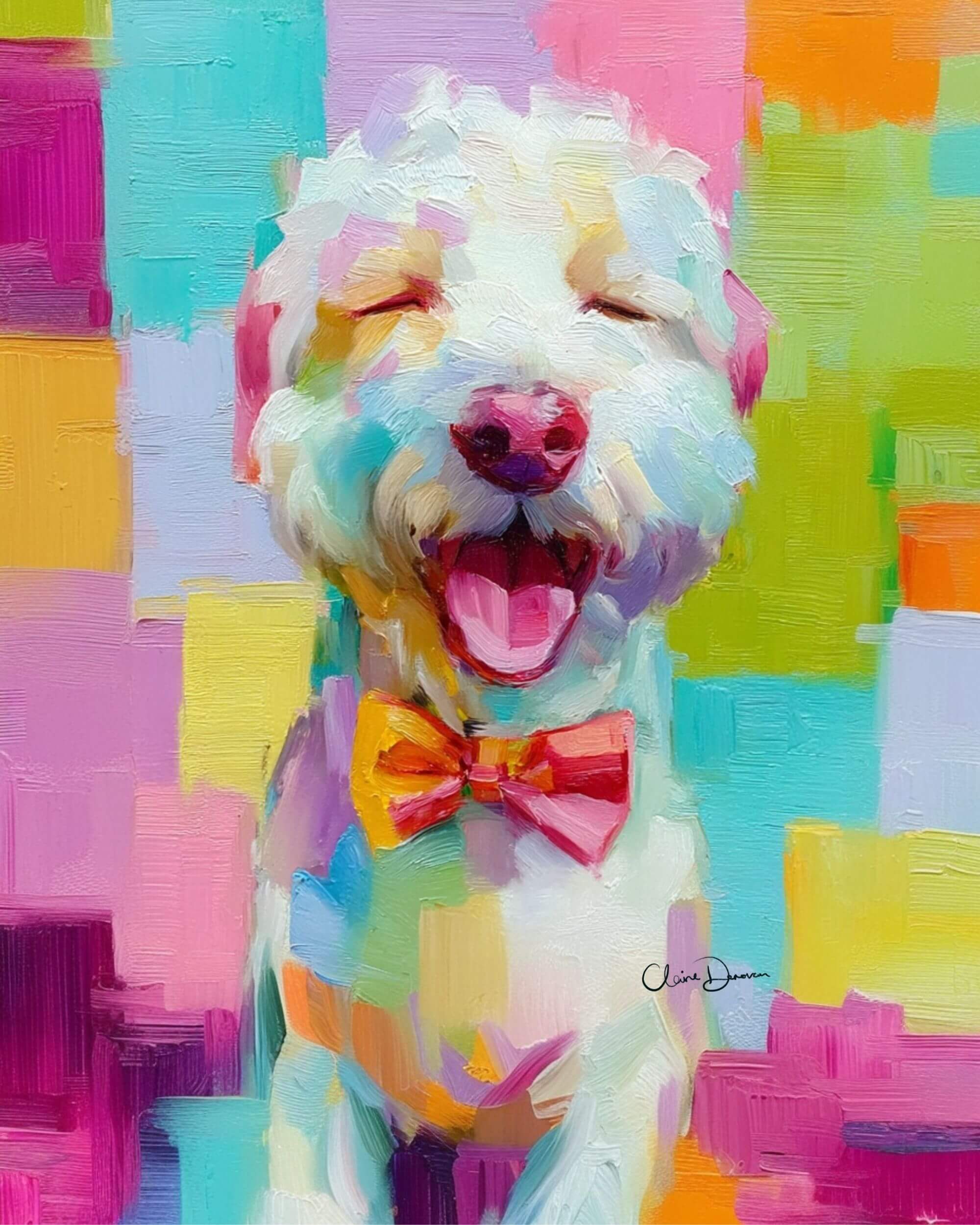 Whimsy Luxe digital pet portrait by Claire Donovan Art