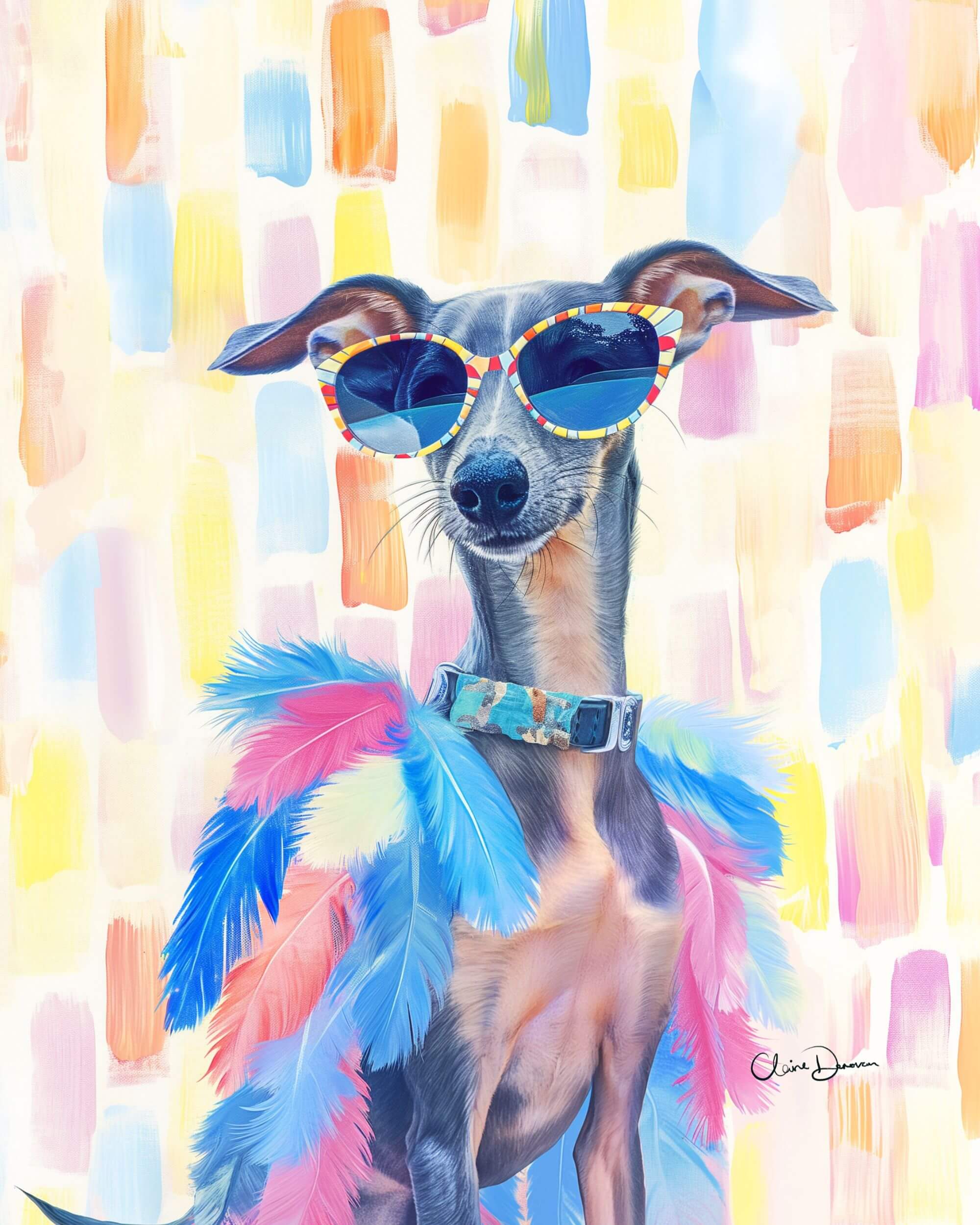 Storybook Bloom pet portrait with florals — Claire Donovan Art