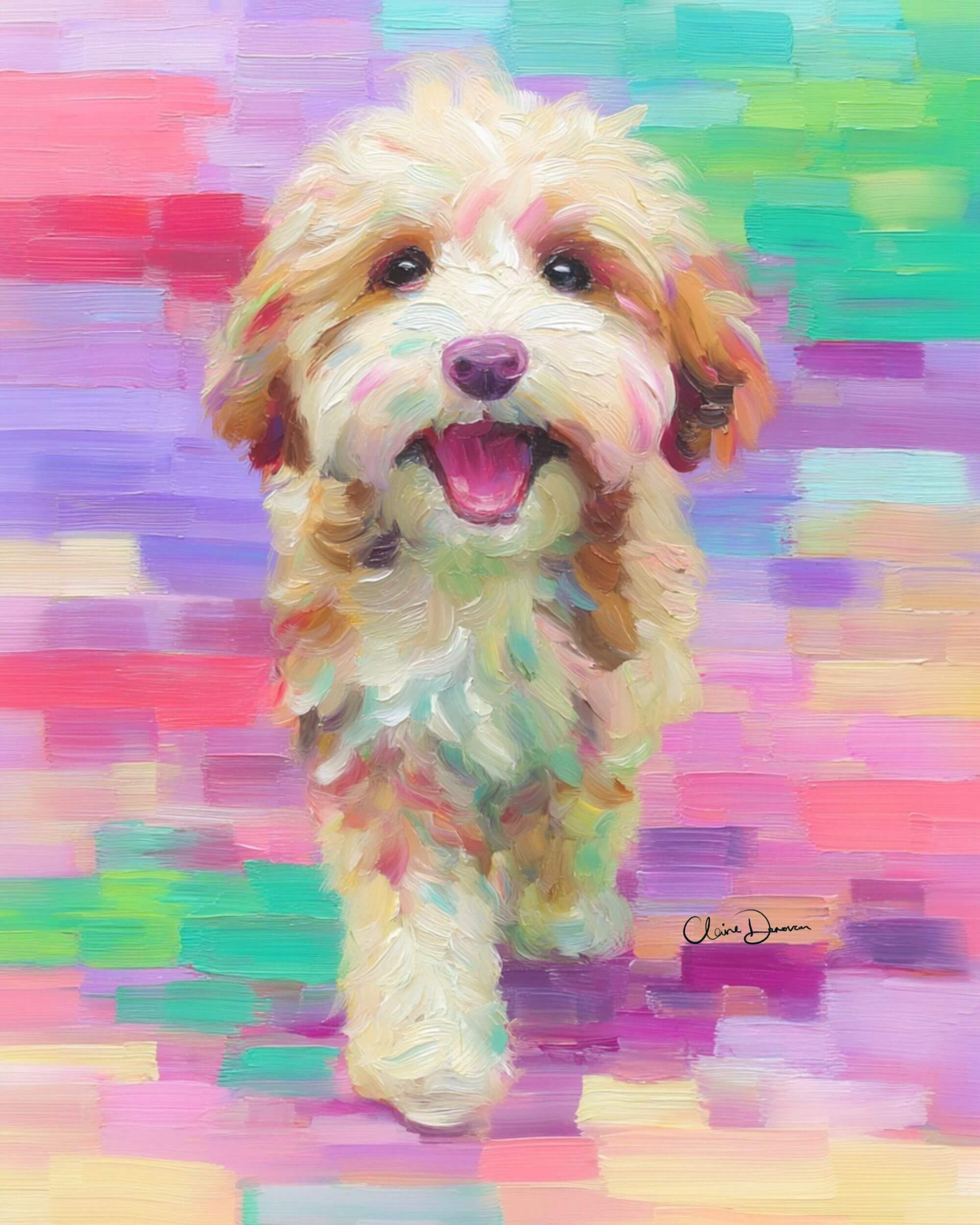 Whimsy Luxe digital pet portrait by Claire Donovan Art